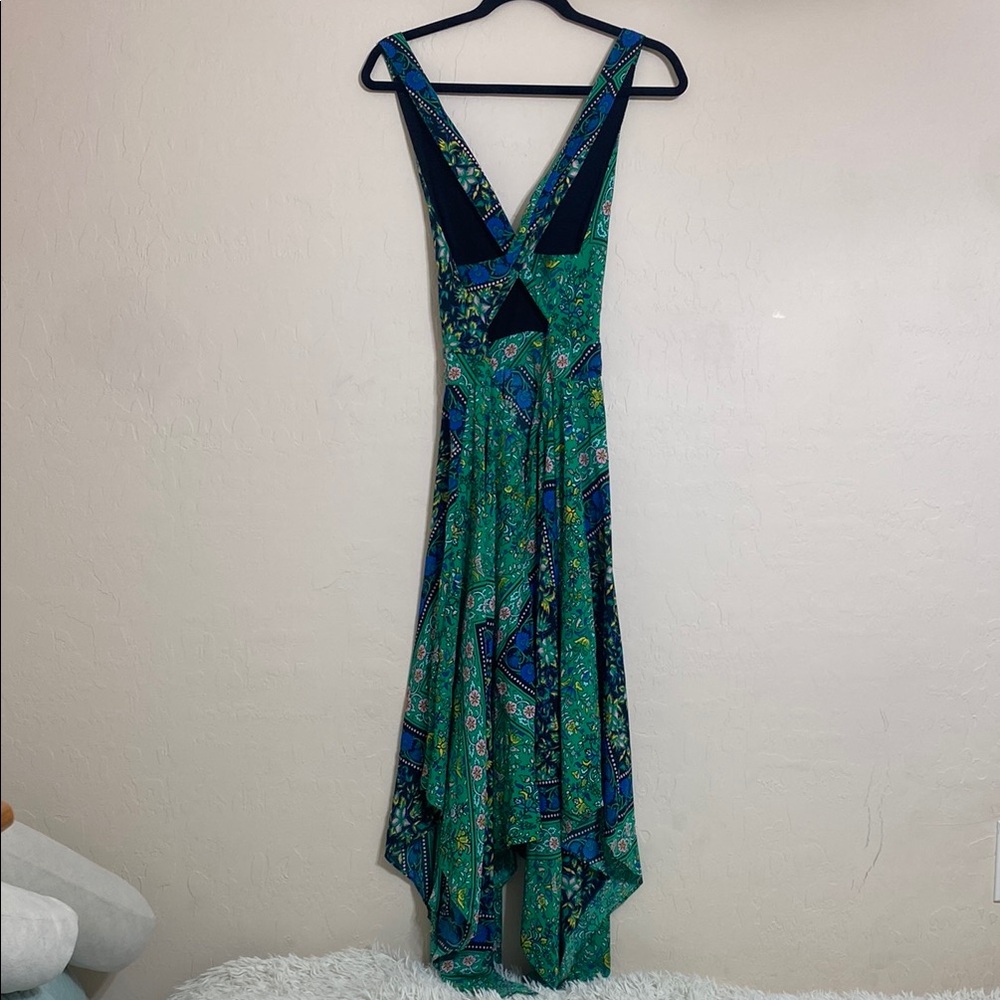 Topshop Green Blue Paisley Handkerchief Midi Dress - Picture 3 of 12